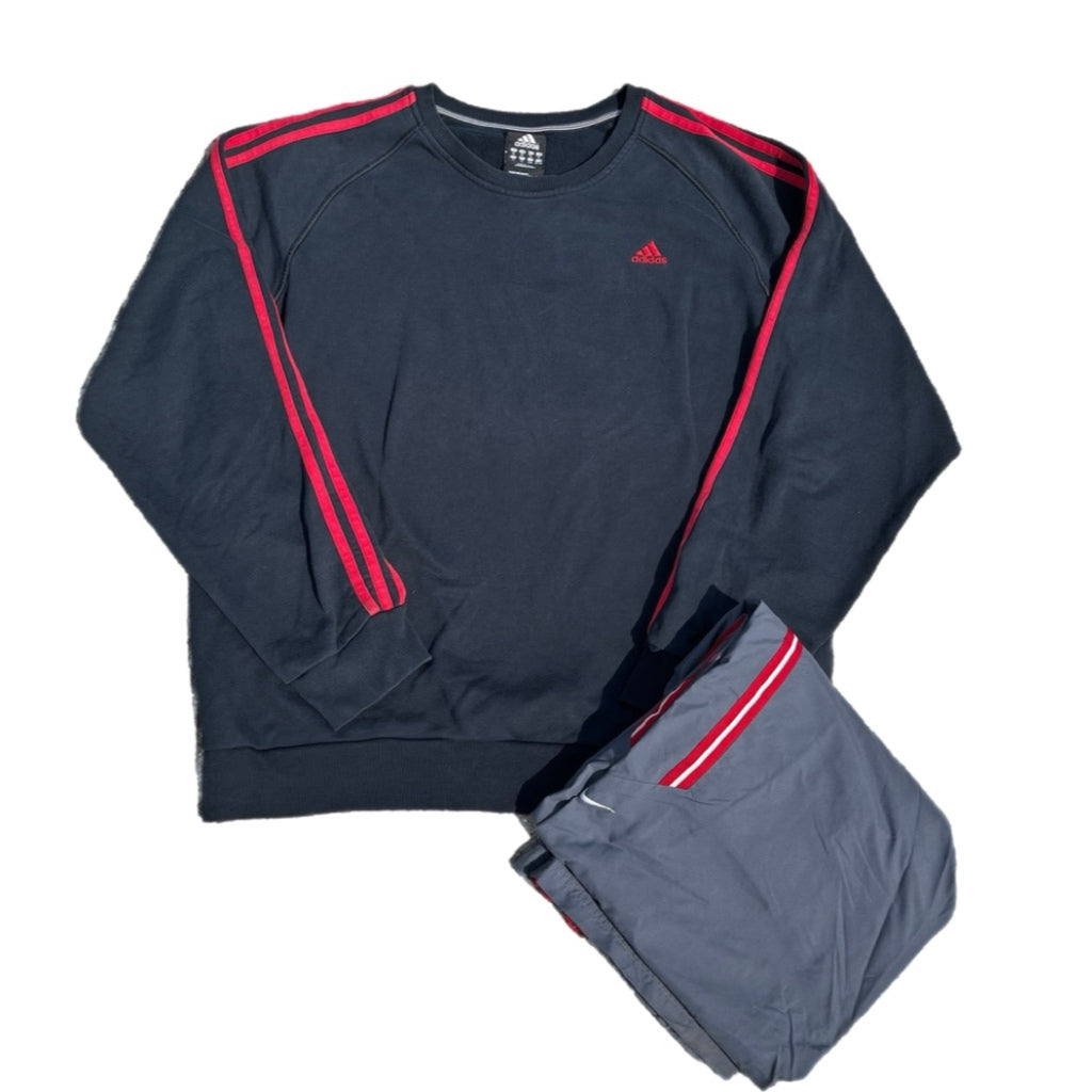 Adidas Red Striped Sweatshirt