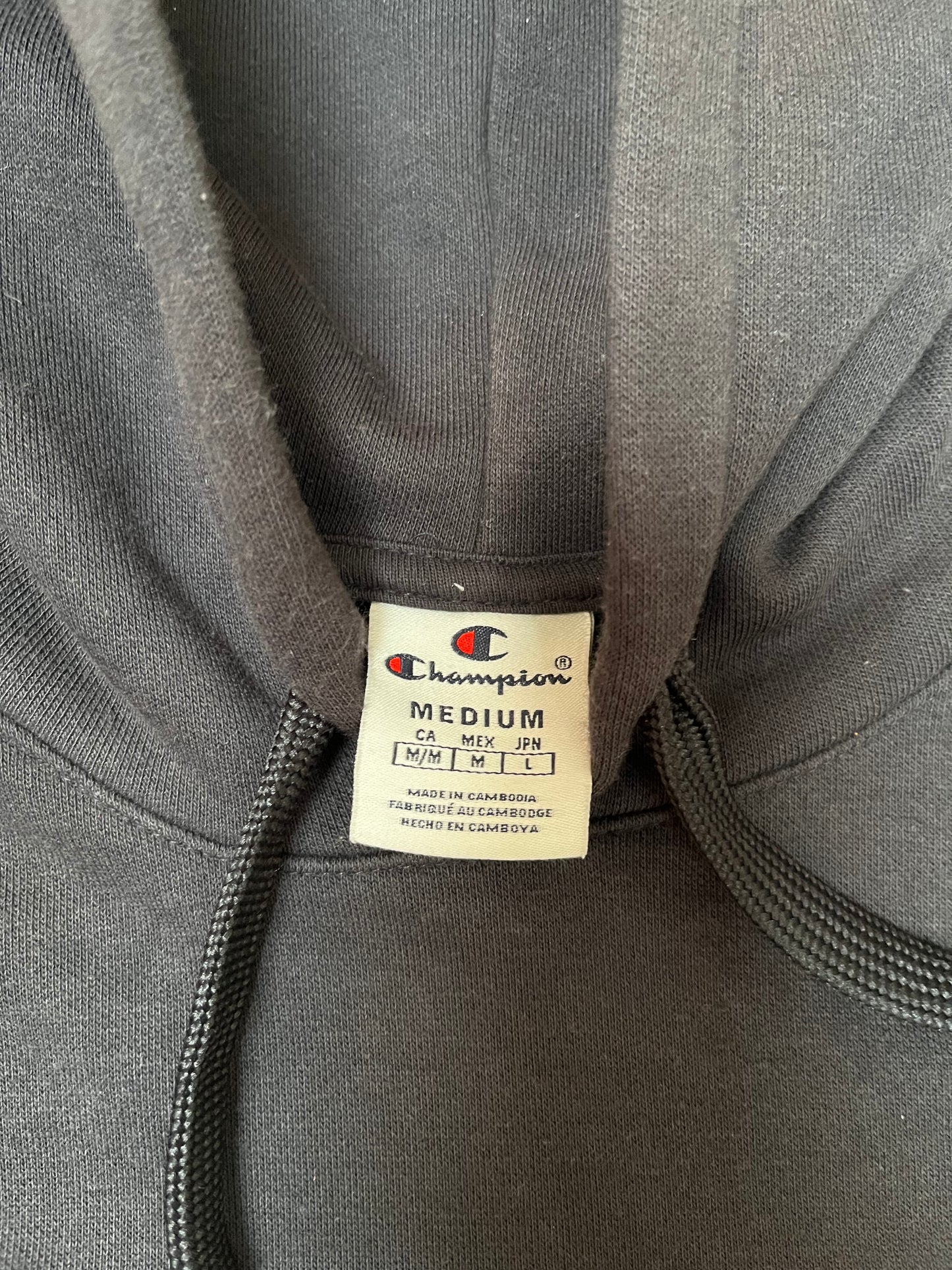 Champion Black Hoodie with Spellout