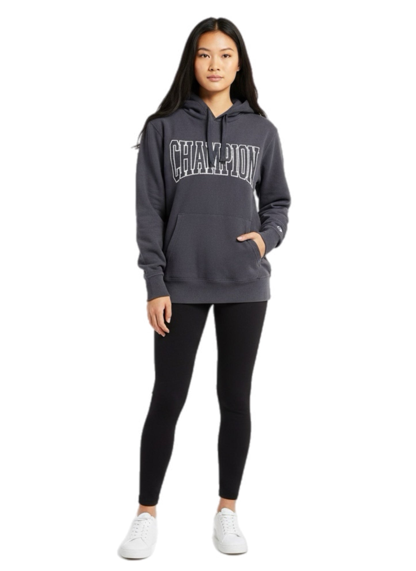 Champion Black Hoodie with Spellout